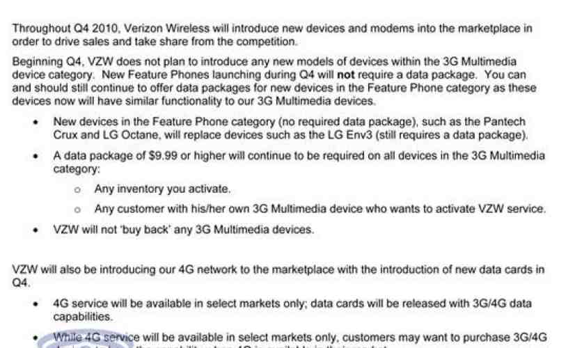 Rumor: Verizon to drop required data plan on 3G Multimedia phones