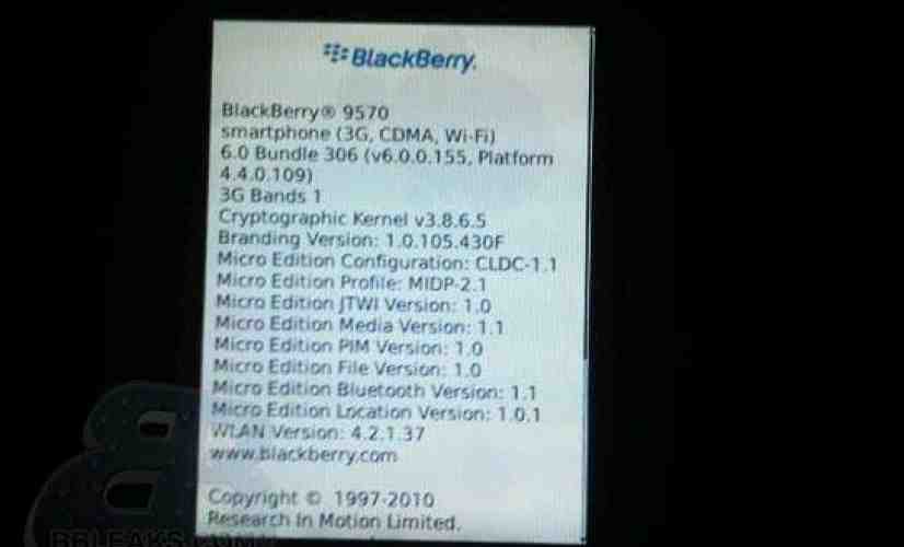 BlackBerry 9570 spotted running BlackBerry 6, may be Storm2 refresh [UPDATED]