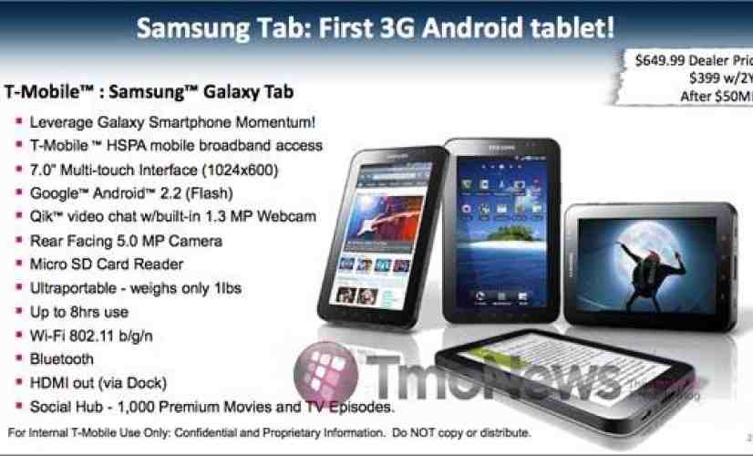 Rumor: T-Mobile to price Samsung Galaxy Tab at $399 on contract