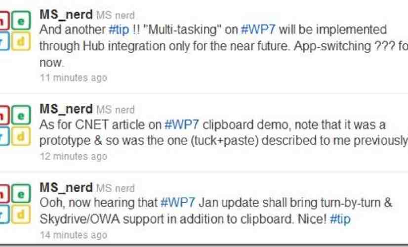Rumor: Windows Phone 7 to get copy and paste, multitasking, navigation in Jan.