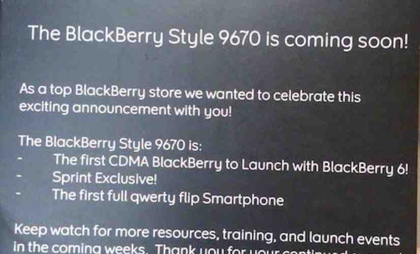 BlackBerry Style 9670 promo materials begin arriving at Sprint stores