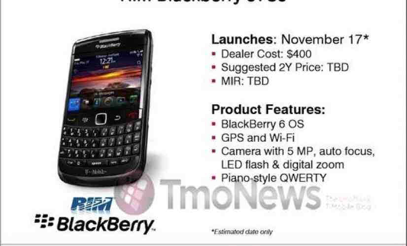 BlackBerry Bold 9780 bringing BlackBerry 6 to T-Mobile on November 17th