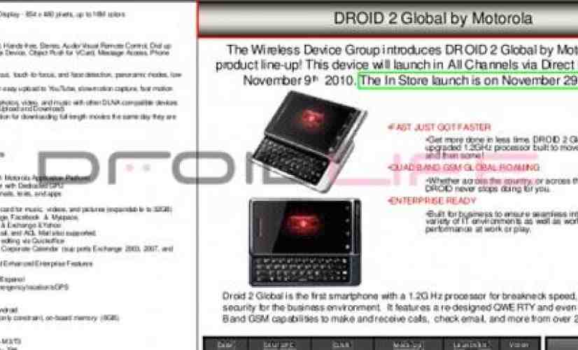 DROID 2 Global launch now set to kick off on November 29th?
