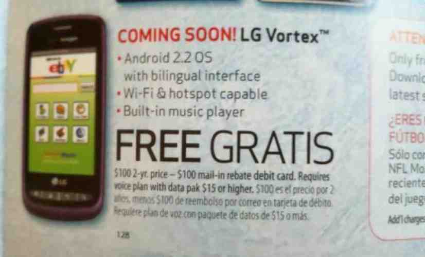 LG Vortex spied in Verizon ad, listed as 