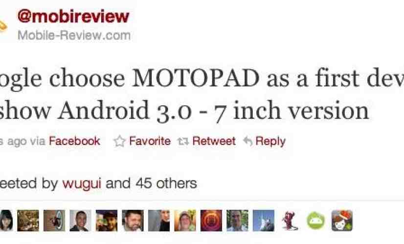 Motorola MOTOPAD to be the first device with Android 3.0
