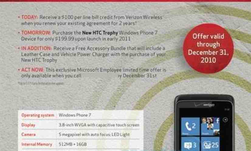 HTC Trophy bringing Windows Phone 7 to Verizon early next year