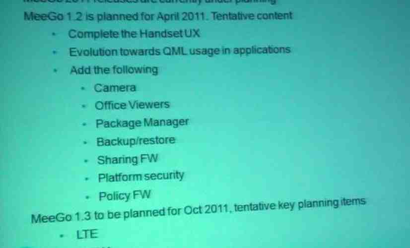 MeeGo 1.1 shown off on video, OS roadmap shows no CDMA support until Oct. 2011