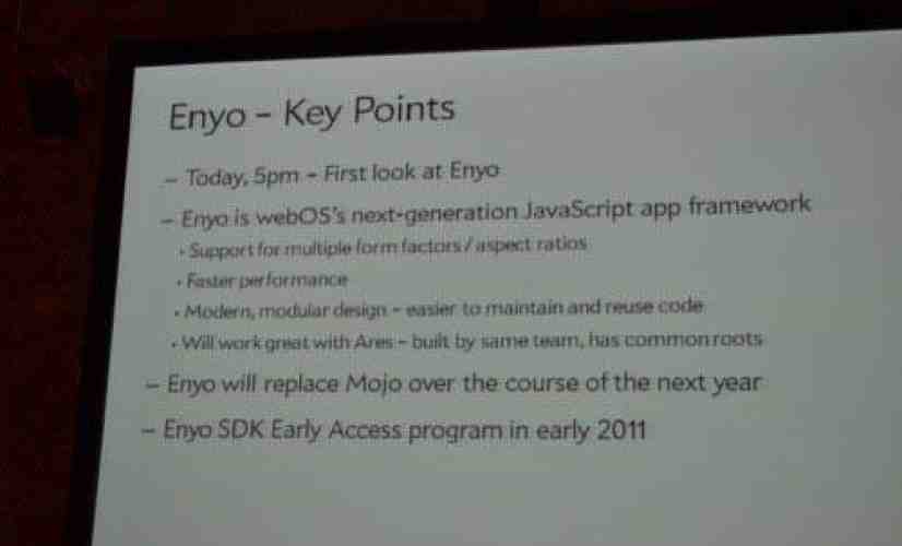 webOS appearing on new form factors in 2011 thanks to Enyo framework