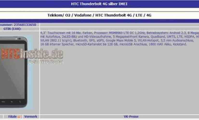 Rumor: HTC Thunderbolt specs leak ahead of CES introduction