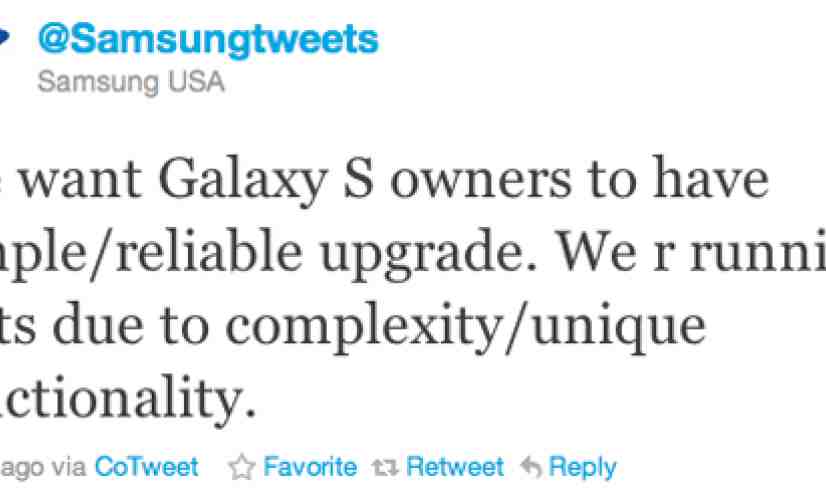 Samsung says that Galaxy S Froyo is still coming, but doesn't have an ETA