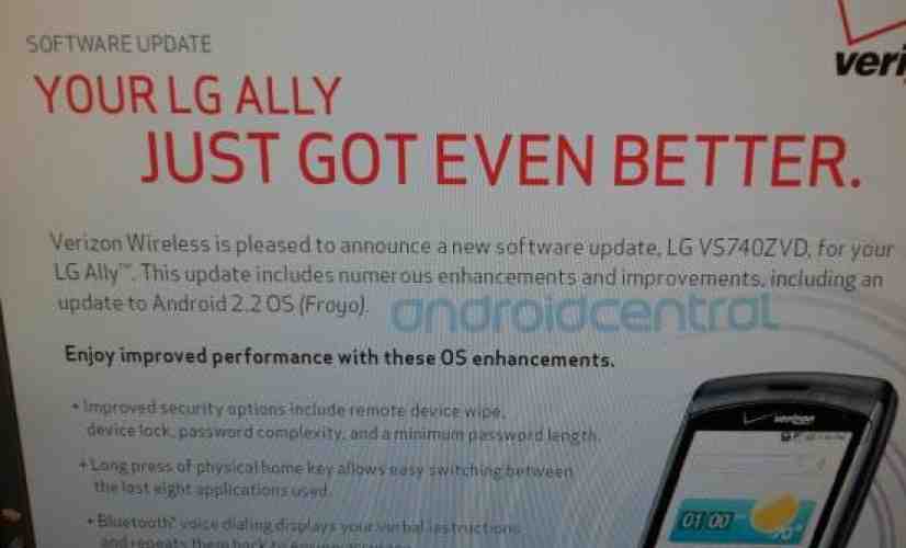 LG Ally's Android 2.2 update inching closer to reality