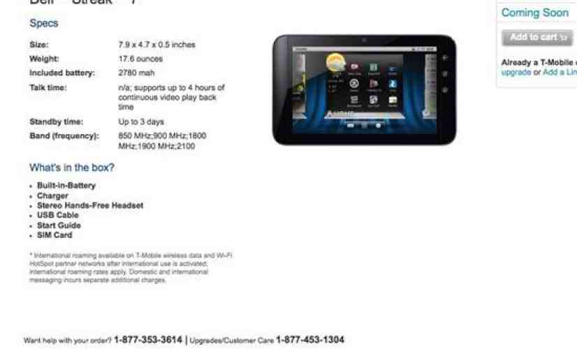 Rumor: Dell Streak 7 pricing revealed by T-Mobile's own website [UPDATED]