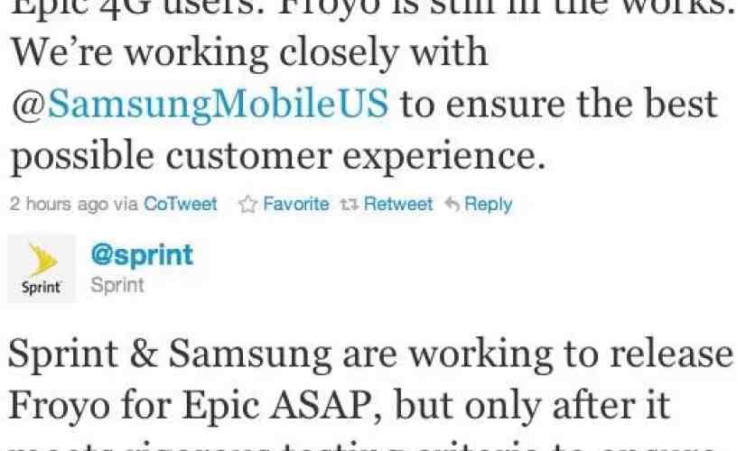 Sprint promises Epic 4G Android 2.2 update coming 