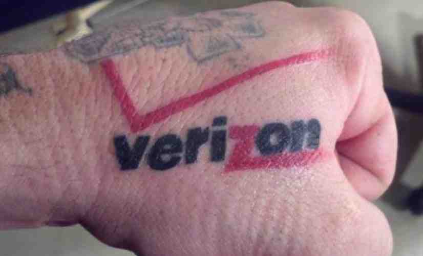 Verizon fan gets the carrier's logo tattooed on his hand, says forehead is next