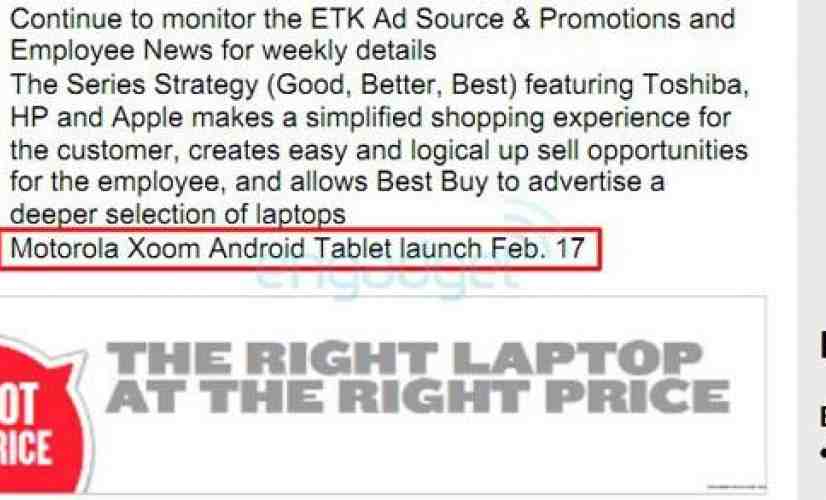 Motorola XOOM arriving at your local Best Buy on February 17th, says leaked image [UPDATED]