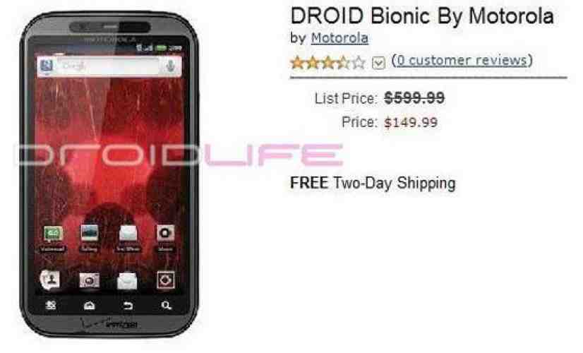 Motorola DROID Bionic makes a quick cameo on Amazon, too