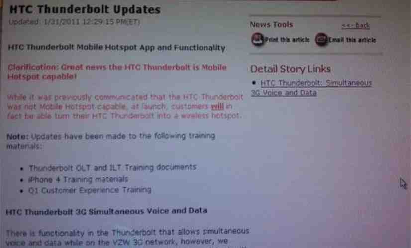 HTC ThunderBolt set to feature Mobile Hotspot, simultaneous voice and data at launch