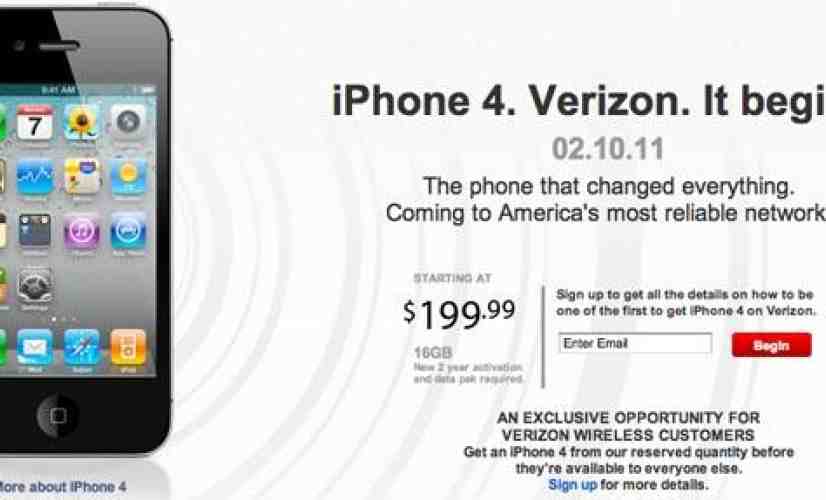 Verizon iPhone 4 general pre-order and launch details official [UPDATED]