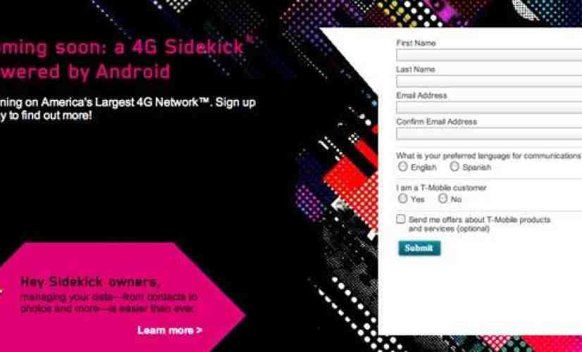 Sidekick 4G info sign-up page live on T-Mobile's site