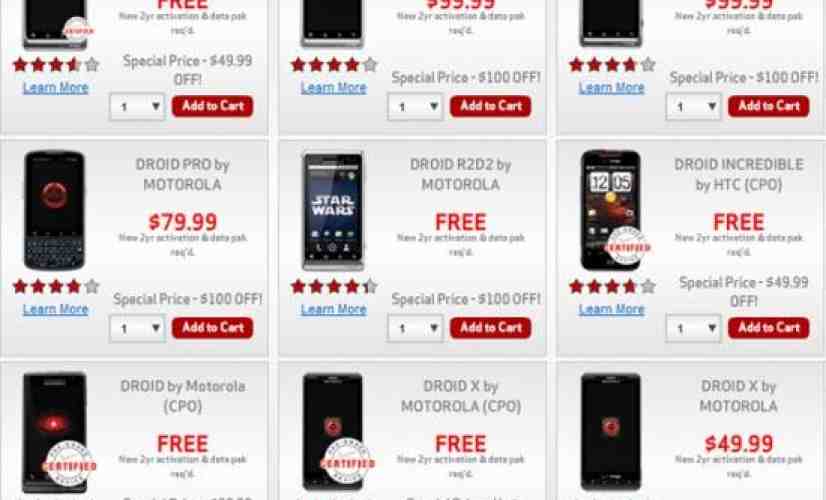 Verizon offering up to $100 discount on any DROID in its lineup