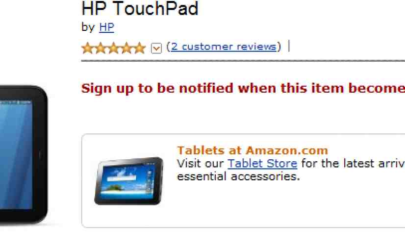 HP TouchPad lands on Amazon