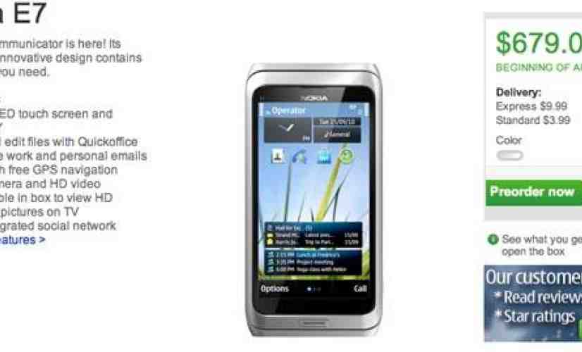 Nokia E7 up for pre-order, begins shipping in April