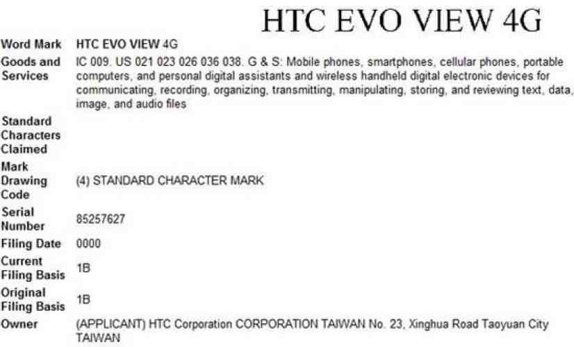 HTC files for EVO View 4G trademark ahead of Sprint's CTIA event
