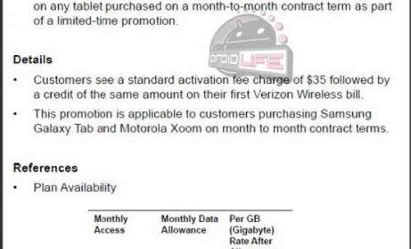 Verizon waiving activation fees on Motorola XOOM and Samsung Galaxy Tab?