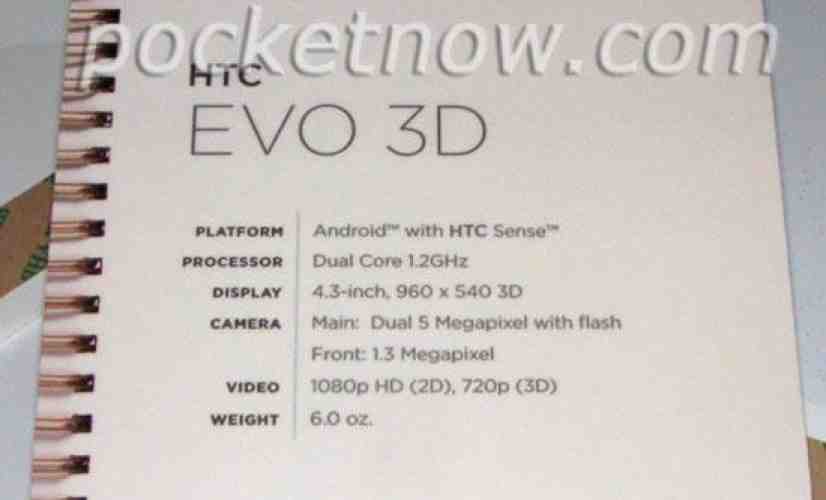 HTC EVO 3D, EVO View 4G specs leak ahead of Sprint's CTIA event