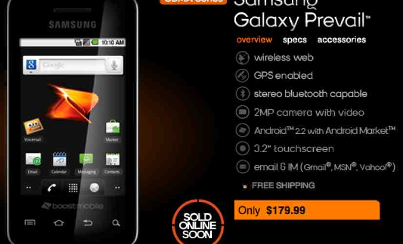 Samsung Galaxy Prevail goes live on Boost Mobile website [UPDATED]