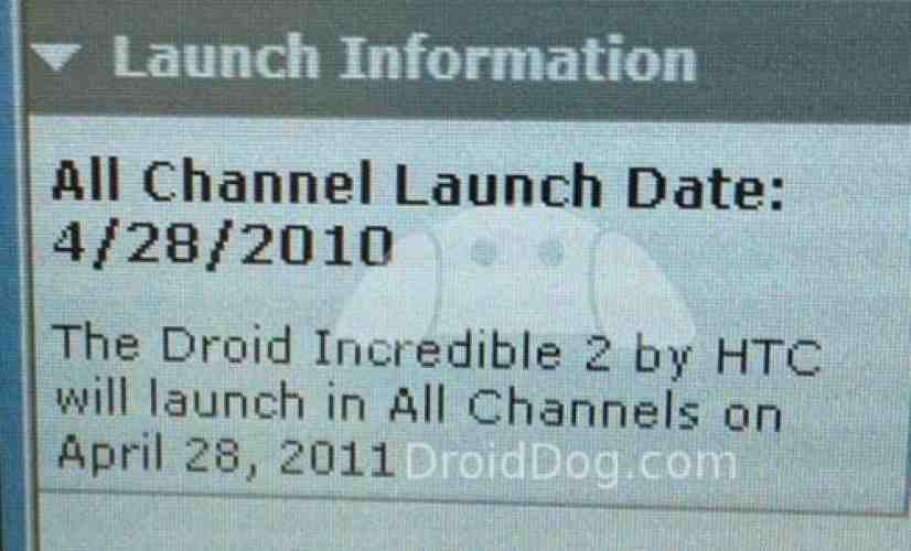 HTC DROID Incredible 2 set to launch on April 28th?