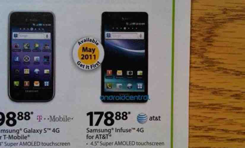 Samsung Infuse 4G stars in leaked Walmart ad with estimated May availability, $178.88 price tag