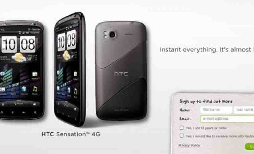 HTC Sensation 4G gets a sign-up page to call its own