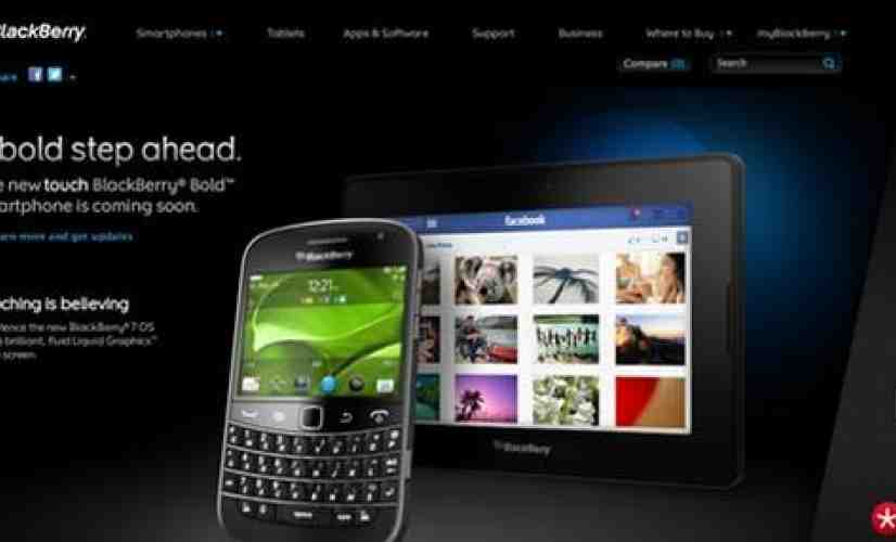 BlackBerry Bold Touch prematurely outed on RIM's website