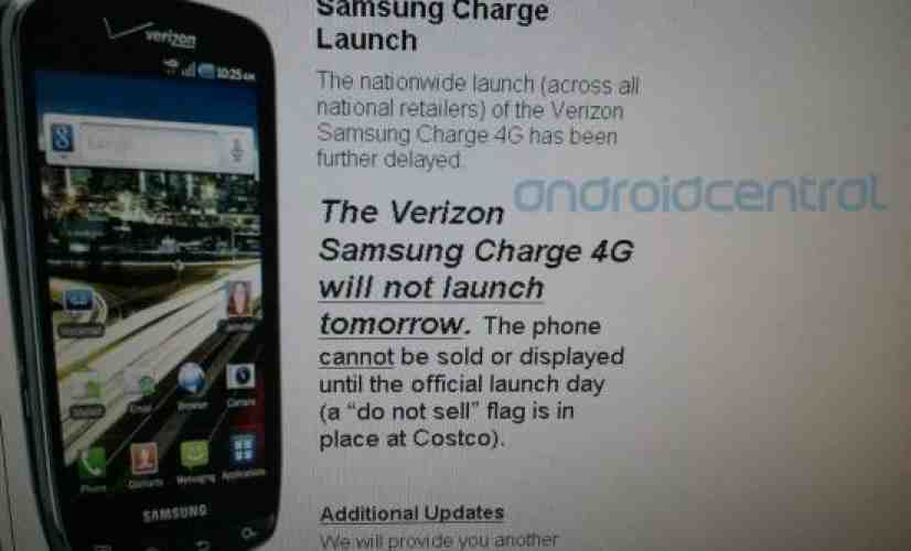 Samsung DROID Charge definitely not coming tomorrow, says Costco screenshot