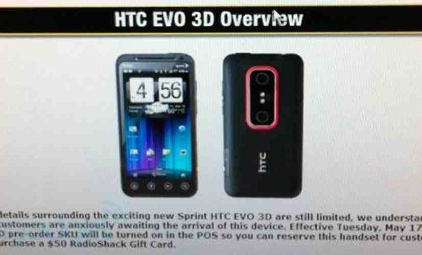 HTC EVO 3D pre-orders quietly kick off today at RadioShack