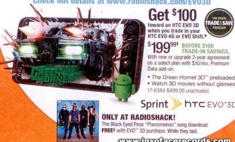 HTC EVO 3D to be priced at $199.99 at RadioShack