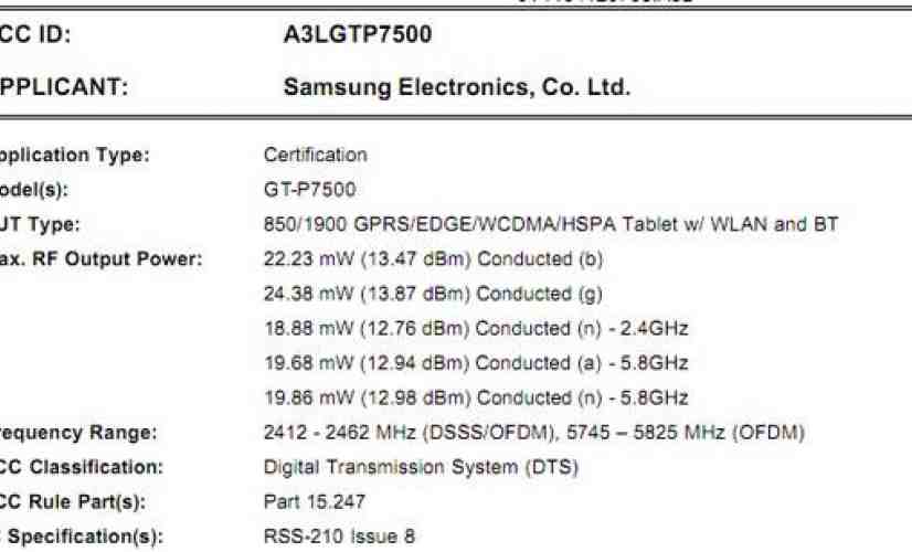 Samsung Galaxy Tab 10.1 passes the FCC with AT&T-compatible 3G