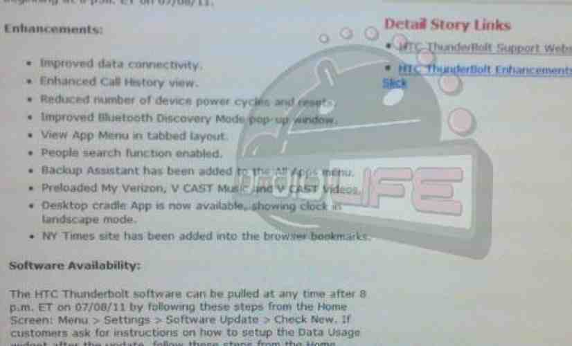 HTC ThunderBolt to receive update today to address reboot issues