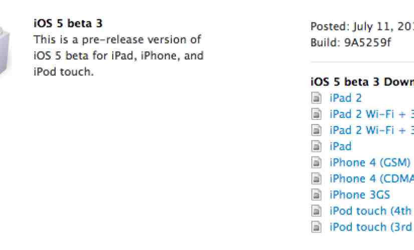 Apple pushes iOS 5 beta 3 out to developers [UPDATED]