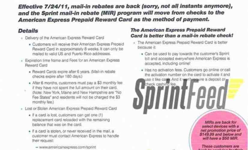 Sprint mail-in rebates look set to return on July 24th