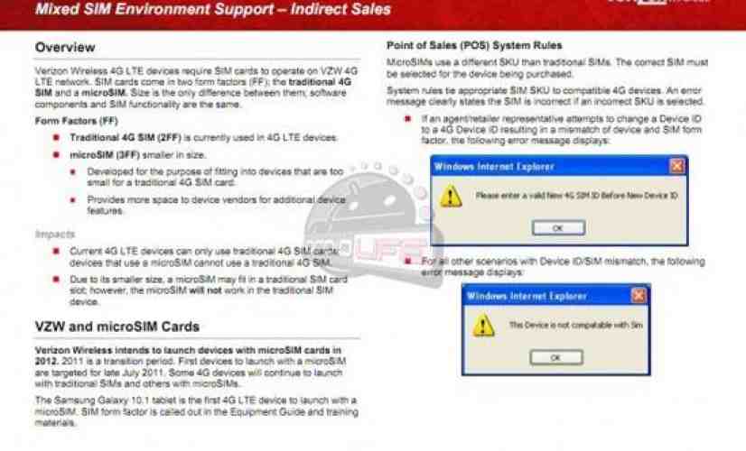 Verizon to adopt 4G LTE micro-SIM cards beginning with the Galaxy Tab 10.1