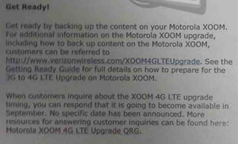 Motorola XOOM 4G LTE upgrade going down in September, leaked Verizon doc claims [UPDATED]