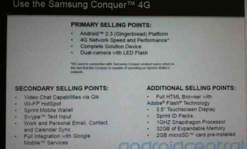 Samsung Conquer 4G training underway at Sprint