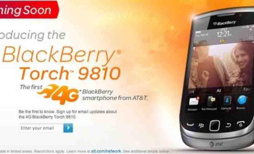 AT&T BlackBerry Torch 9810 launching on August 21st for $49.99