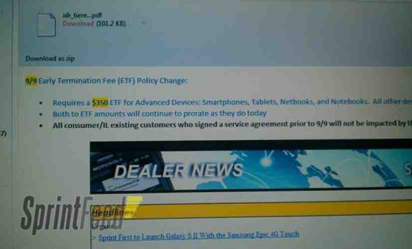 Sprint early termination fee increasing to $350 on September 9th [UPDATED]