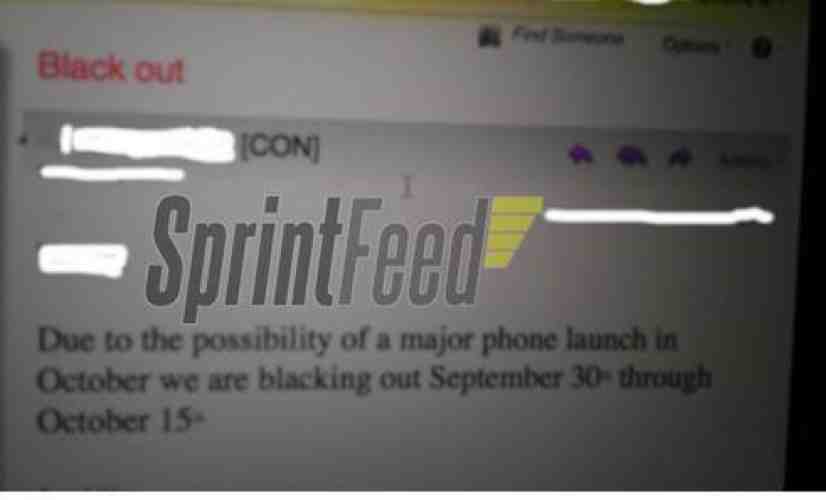 Leak shows Sprint blacking out vacations during first half of October, iPhone may be to blame