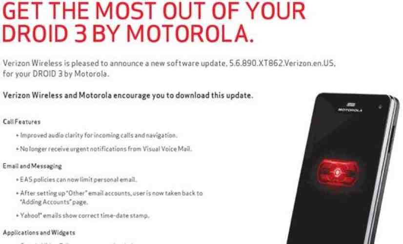 Motorola DROID 3 update details posted by Verizon, slew of bug fixes included