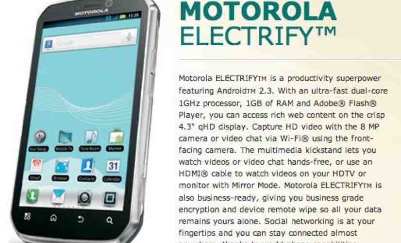 Motorola Electrify for U.S. Cellular available online tonight, in stores September 26th