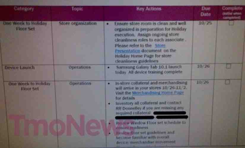 Samsung Galaxy Tab 10.1 to hit T-Mobile on October 26th, six more devices to follow on November 2nd?